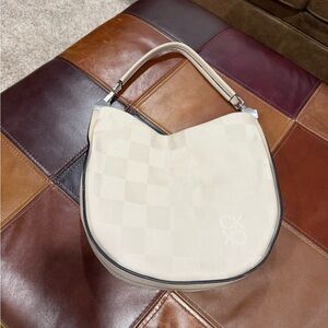 Calvin Klein Cream Checkered Hobo Bag